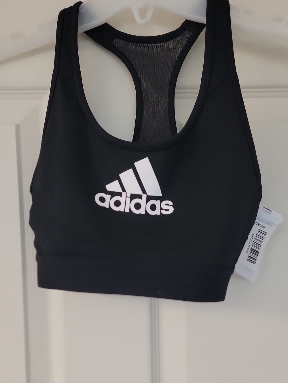 adidas Black Sports Bikini Top with White Logo